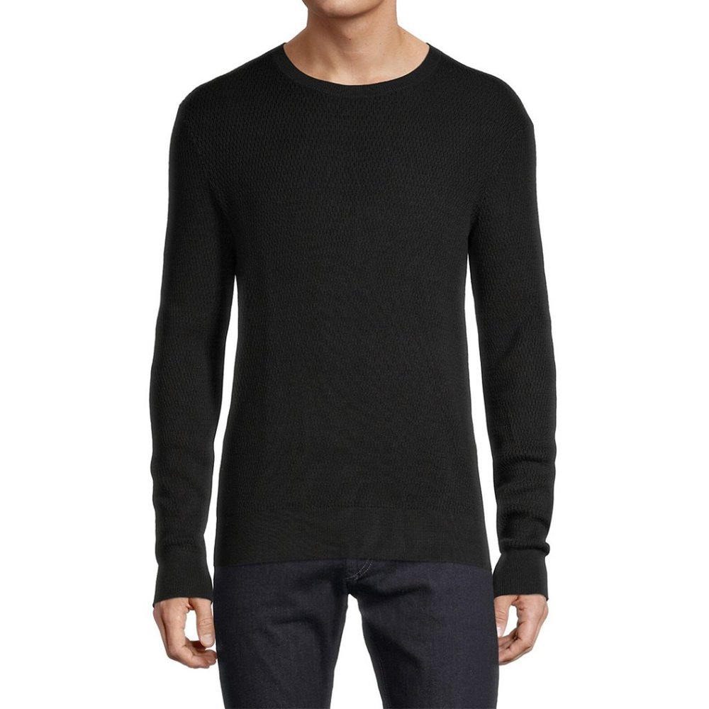 (NWT) Black Brown 1826 - Men's black textured cotton crewneck sweater (medium)